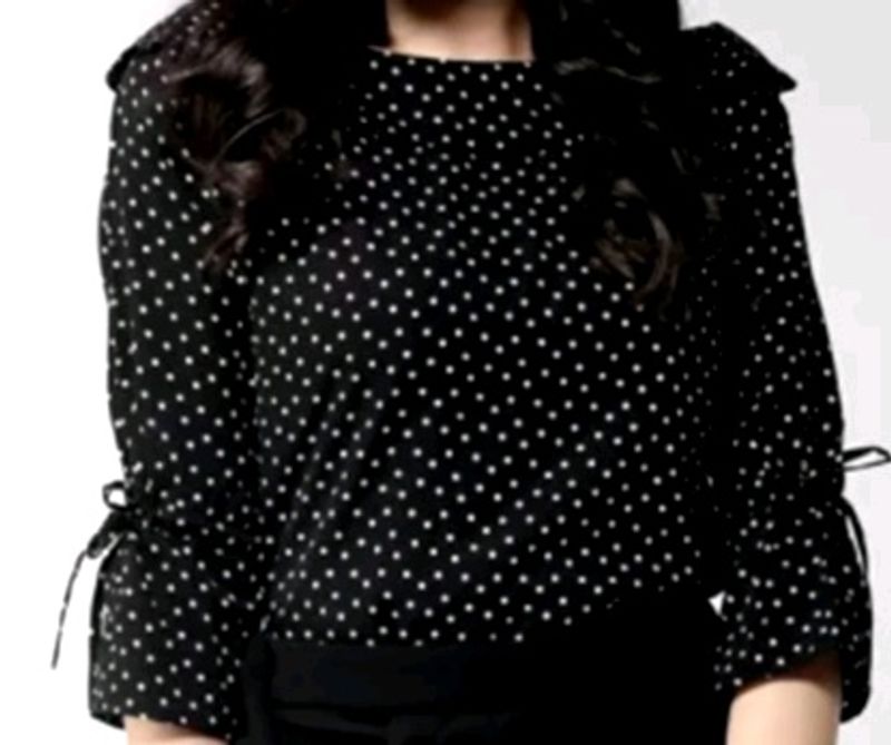 Black And White Polka Dot Stylish Top(Size M)