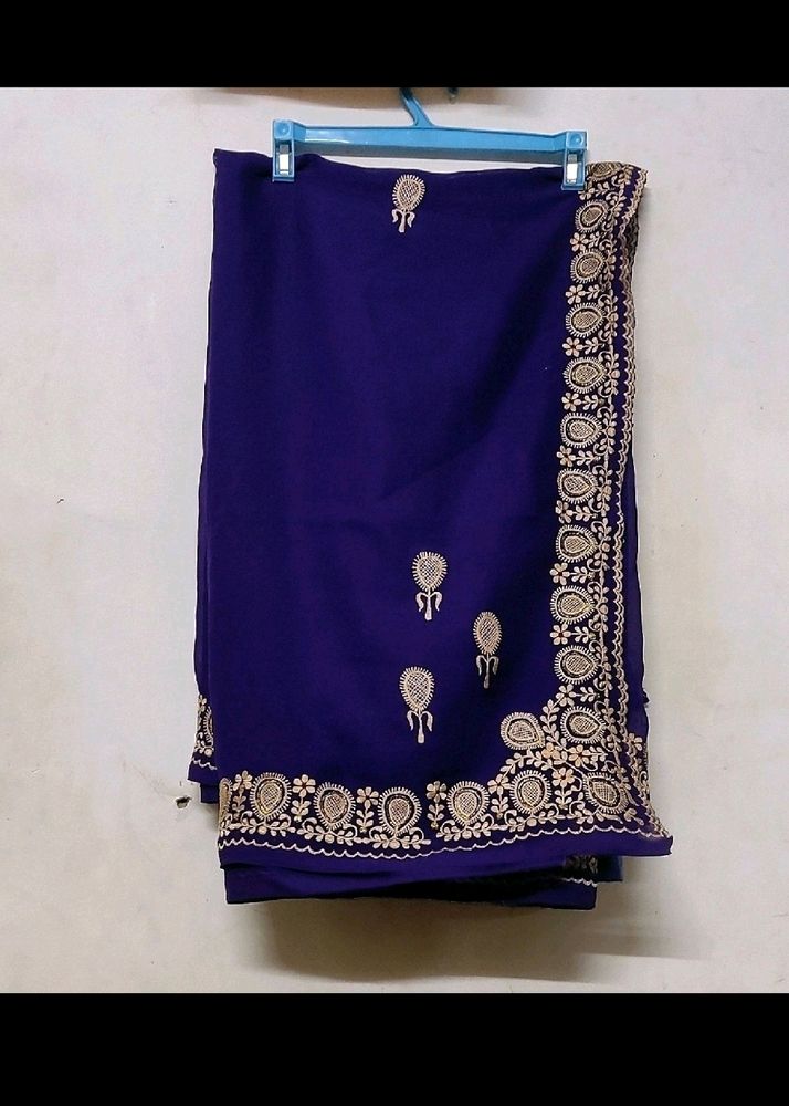 Thread Work Saree With Blouse