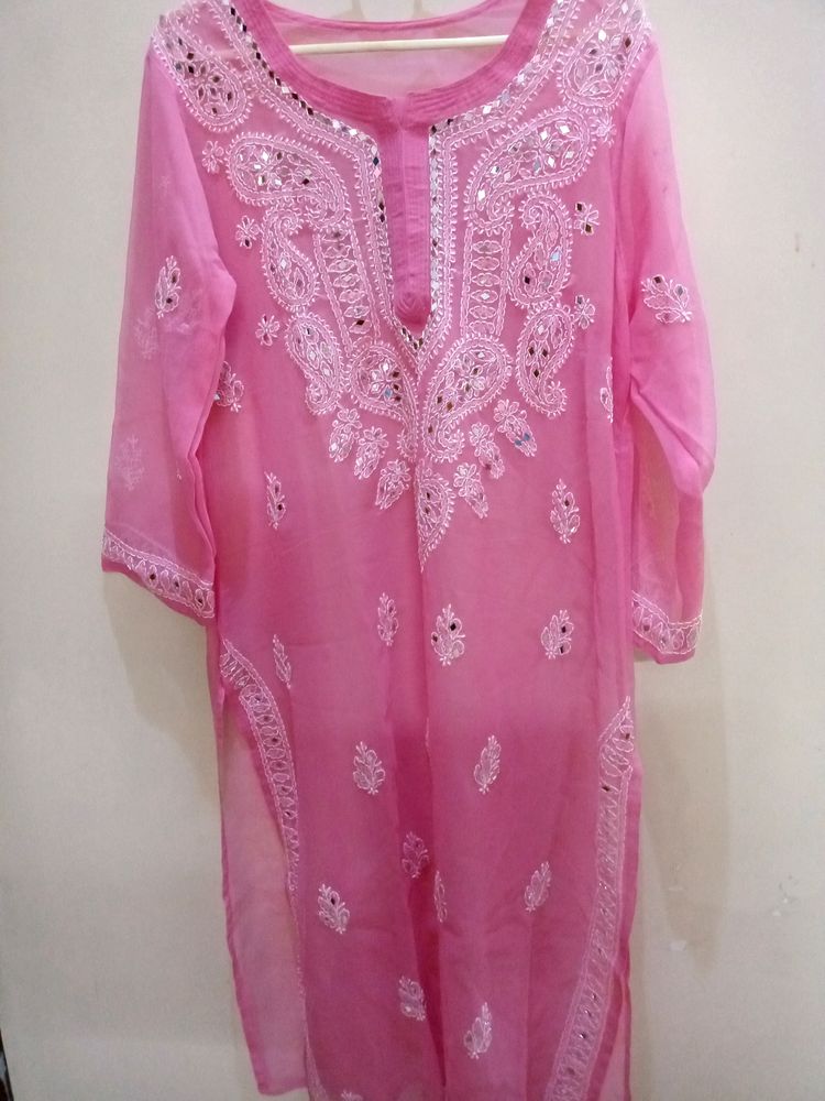 Rosey Pink Chikankari Kurta