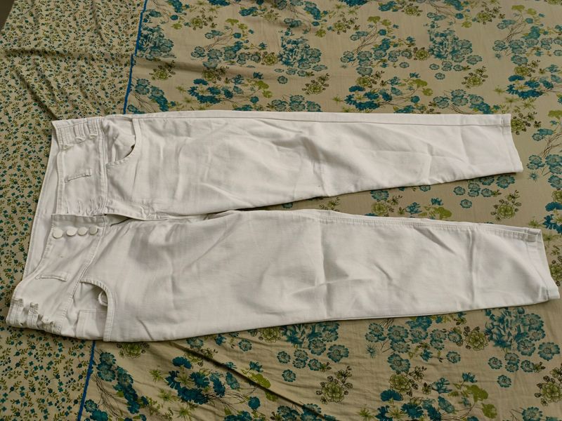 High Waisted White Denim