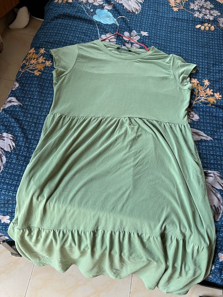 Green Tshirt Dress Streachable Material