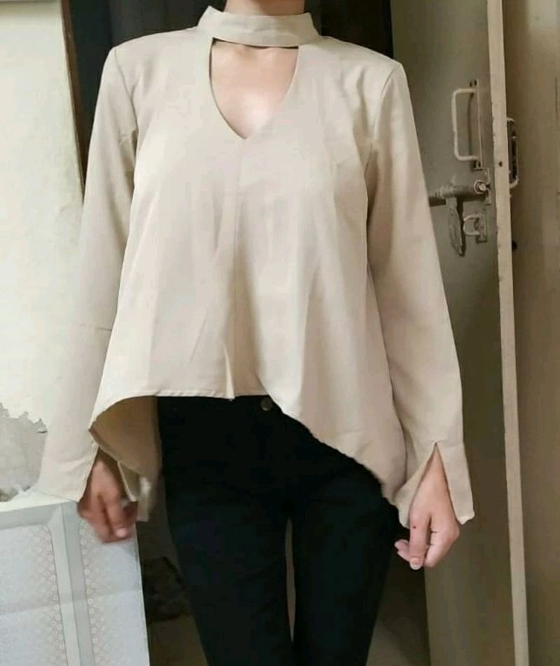 Casual Regular Beige Top