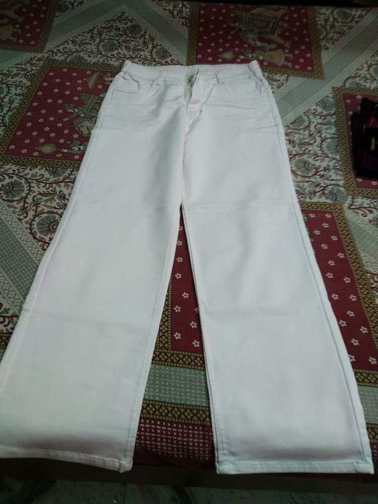 white straight leg jeans