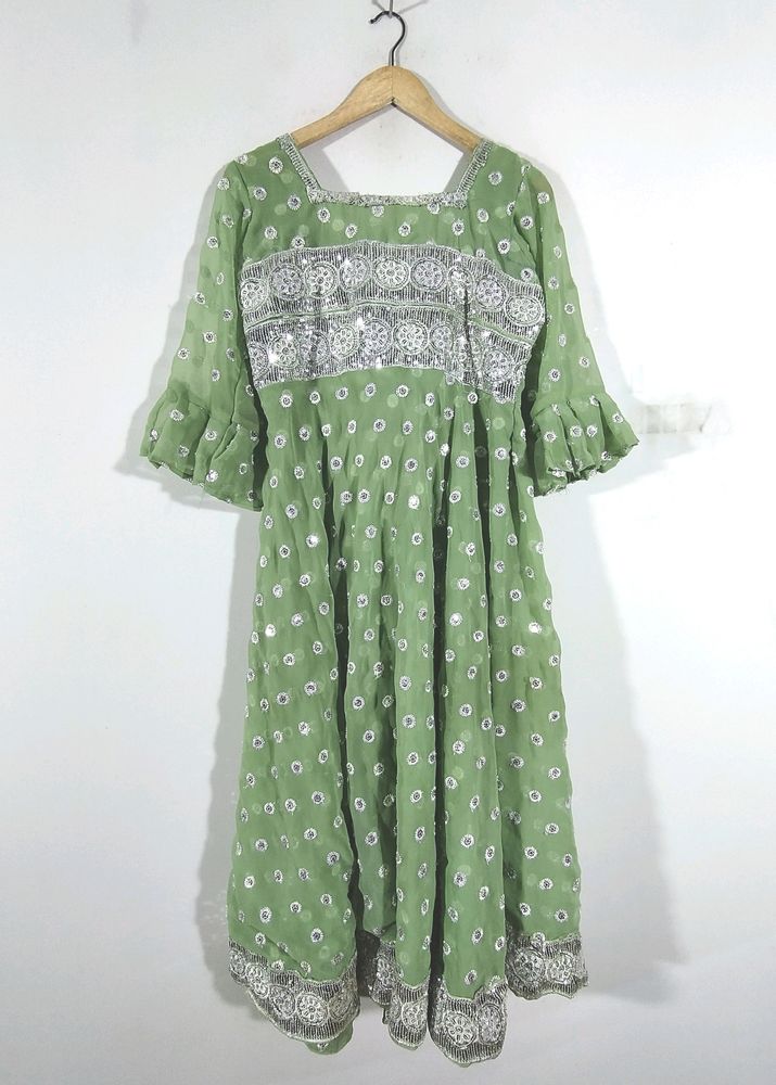 Mint Green With Silver Kurta (Women's)