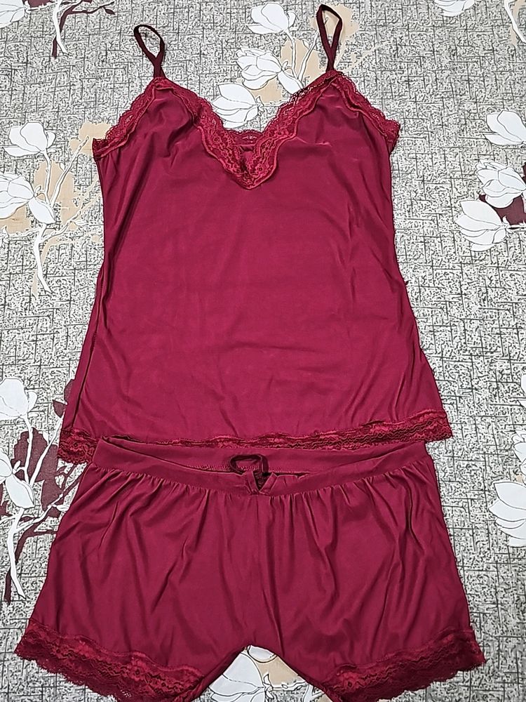 Maroon Two Piece Nighty