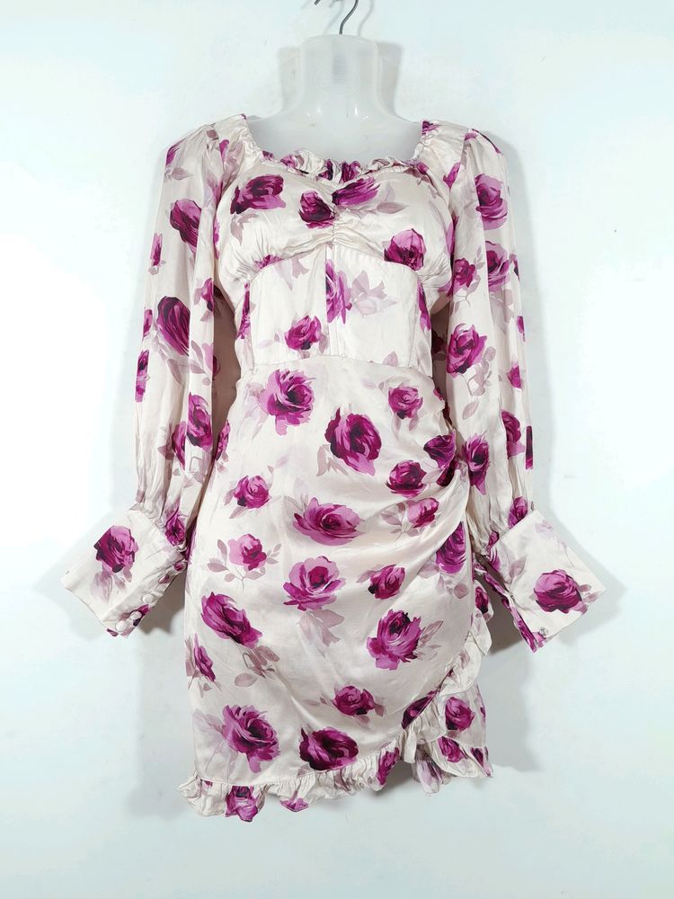 Off White With Floral Printed Dress (Women's)