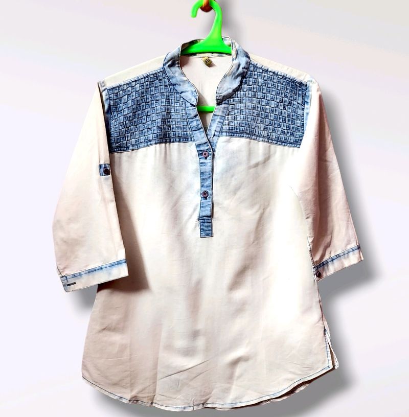 Denim Shirt For Women/Men - (Size S/M)