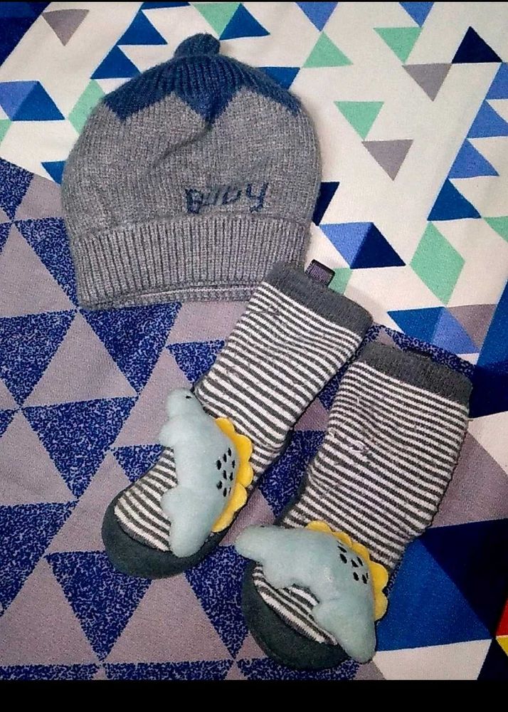 Cap And Boots Combo For Baby 6-12 Months