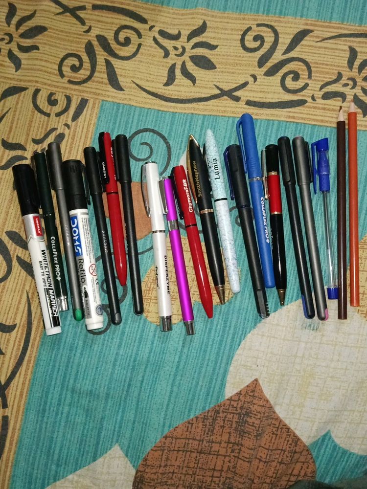 20 Mix Brand Pens And Markers + Stationary Freebie