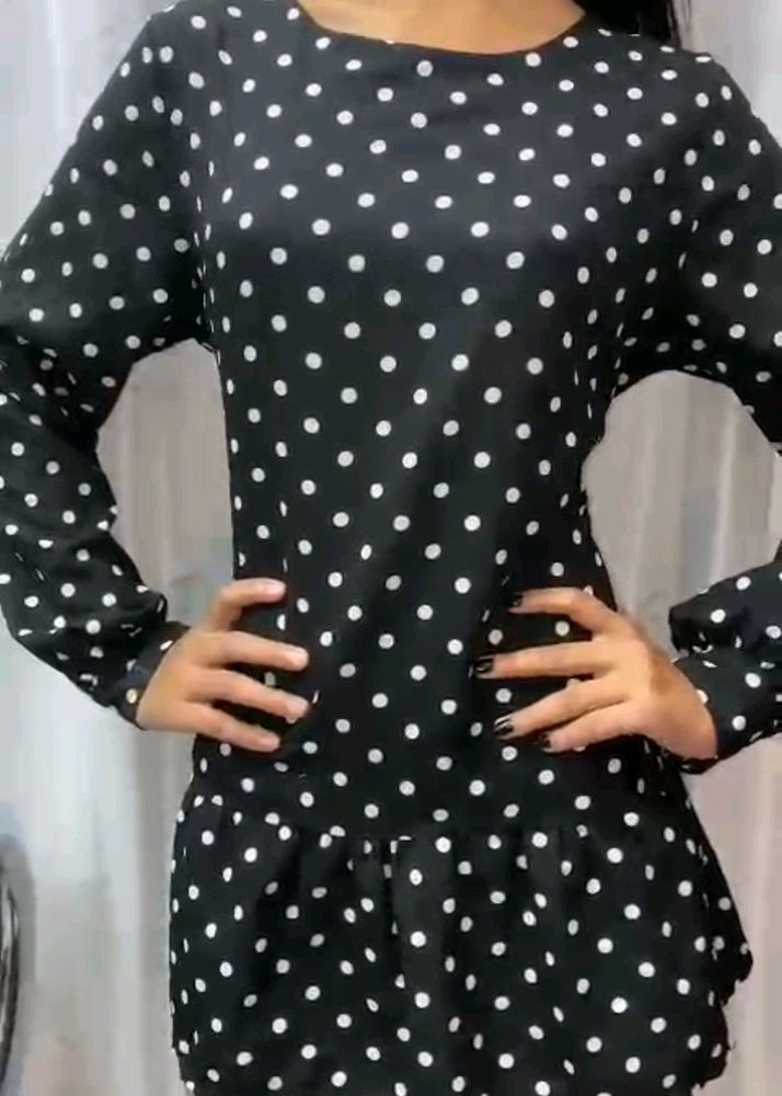 Women Black Dot Dress.