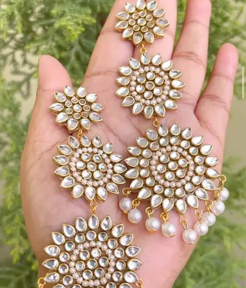 Kundan Earring hand pearl earrin