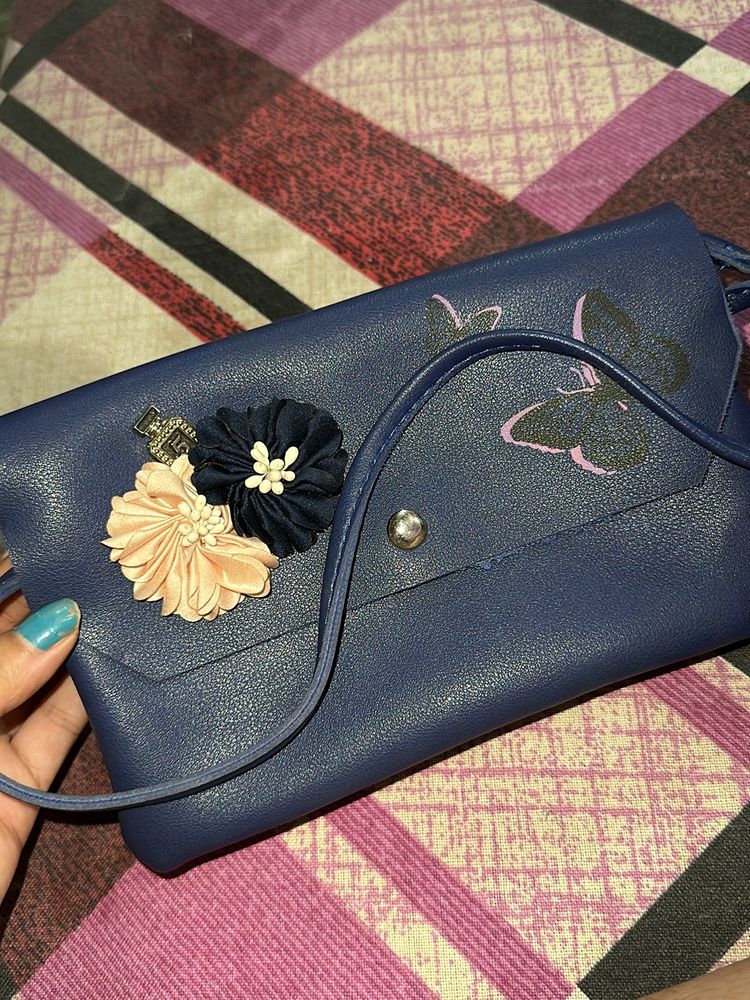 Blue Floral Side Bag