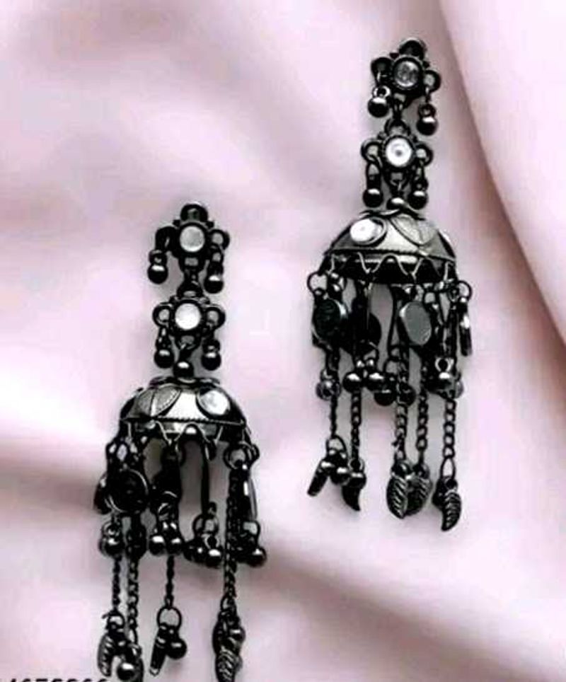 Oxidised Jhumka Earrings