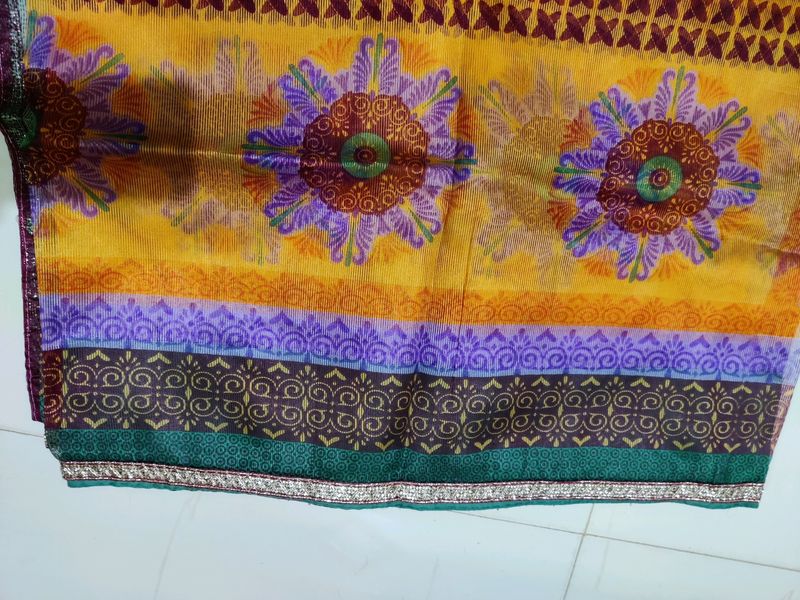 Orange Yellow Light Weight Saree