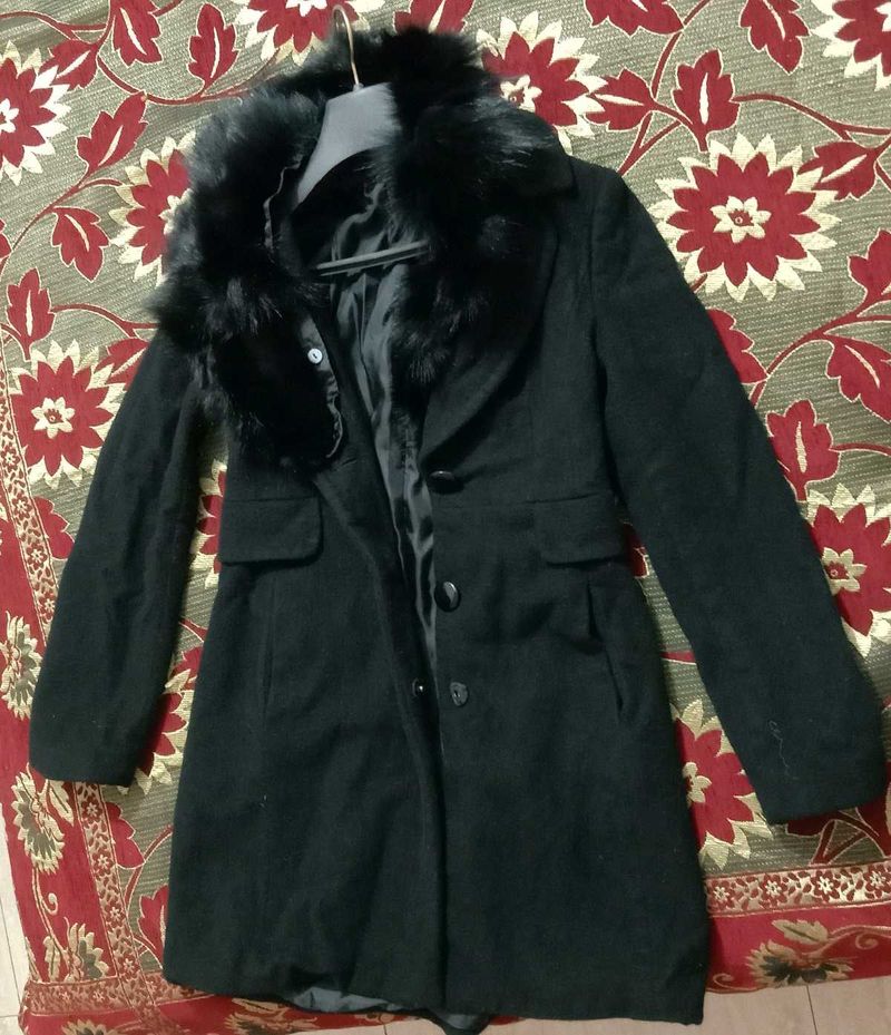 Women Black Fur Long Coat