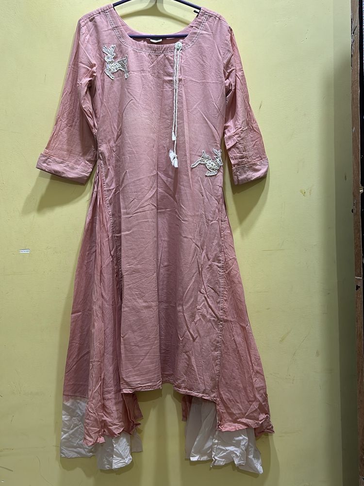 Neerus Peach Kurta Size XXL