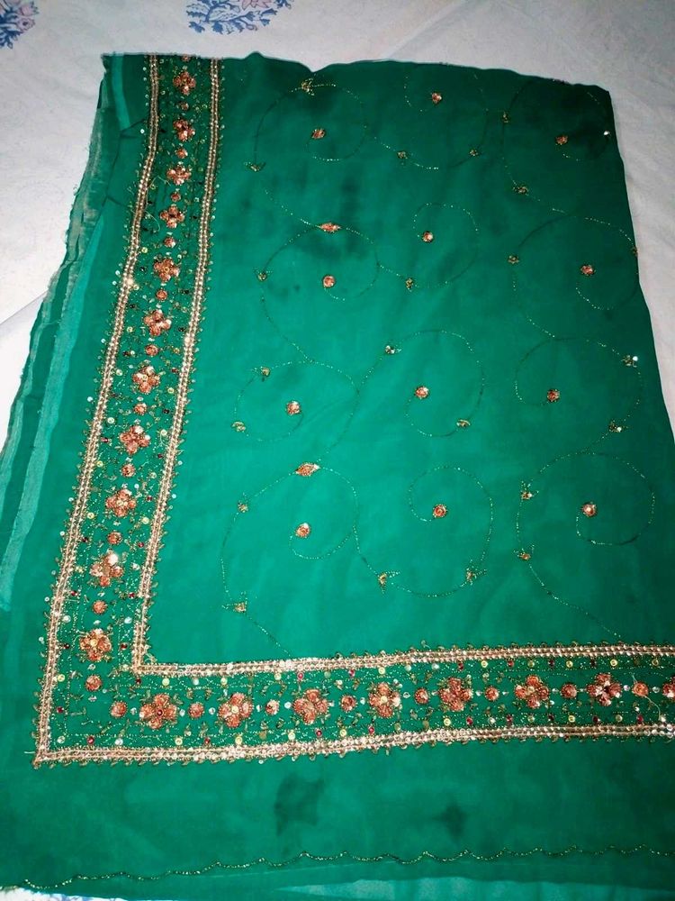 See green 💚  clr  embroidery work havy  saree