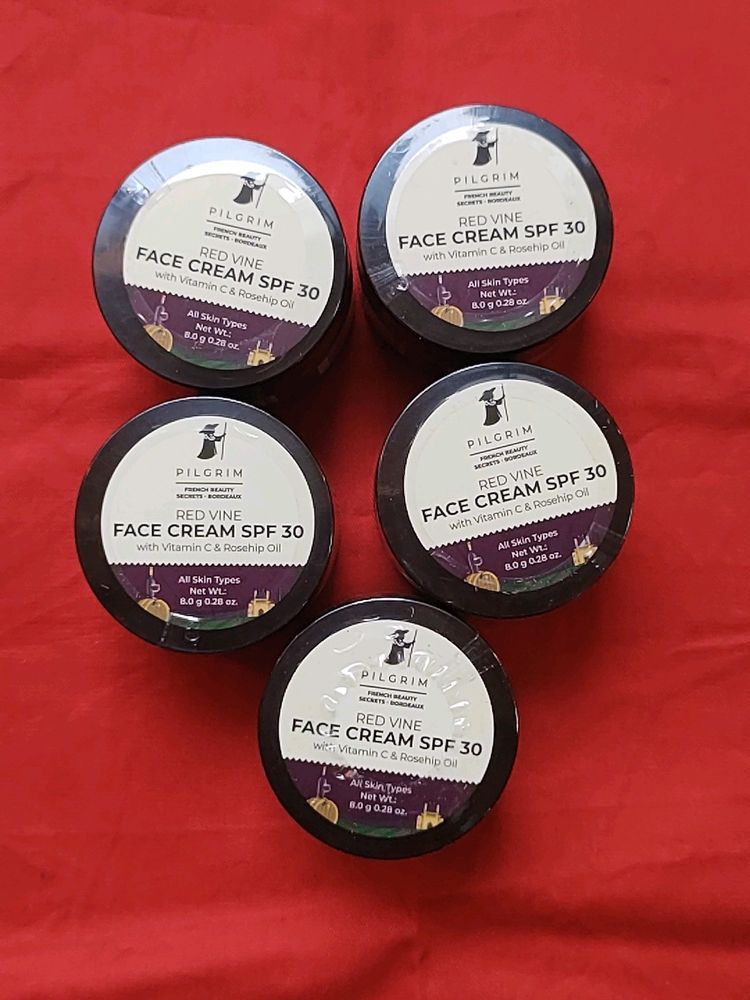 Combo Of 5 Pilgrim Red Vine Face Cream