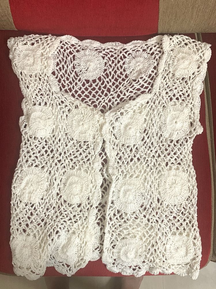 White Crochet Shrug