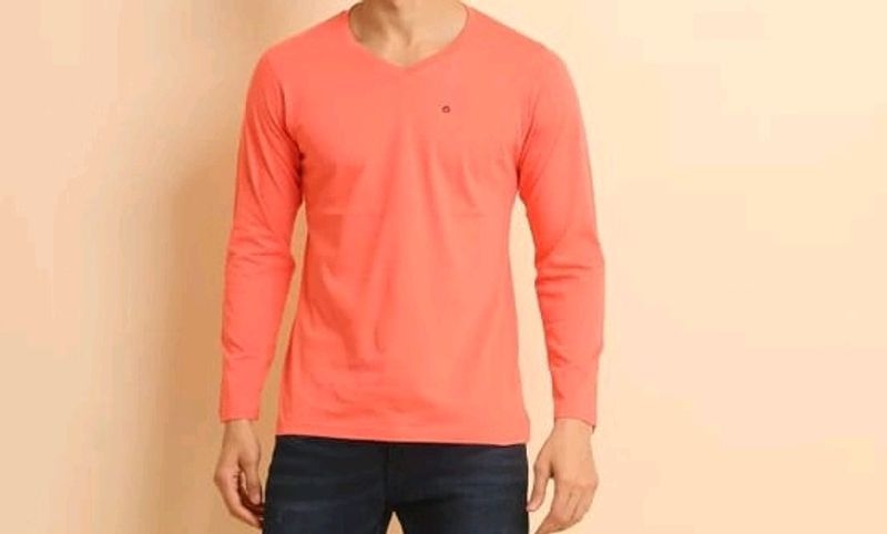 Man Solid Vneck Pink T-shirt