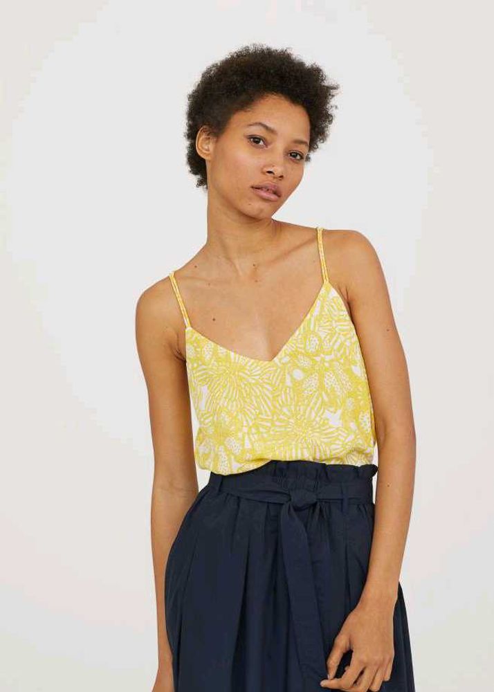 H&M Yellow Spaghetti Back Style strappy top