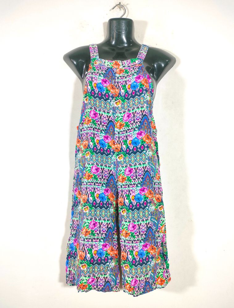 Multi Colour Floral Printed Dungrees (Girl's)