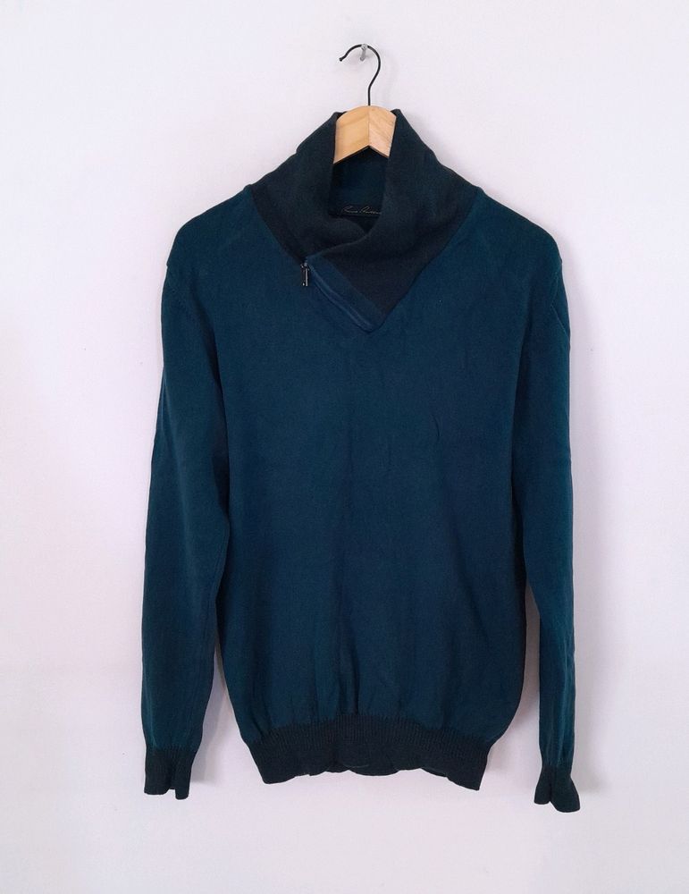 Teal Blue Sweater Styel T-Shirt (Men's)