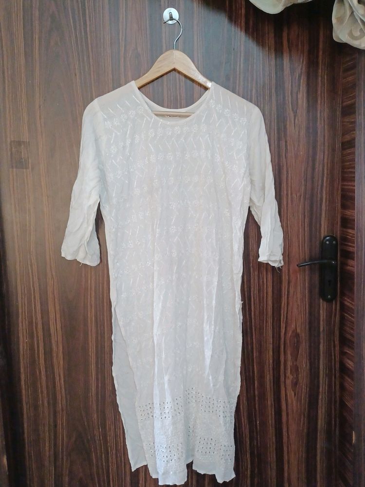 White Kurta Chiffon Type