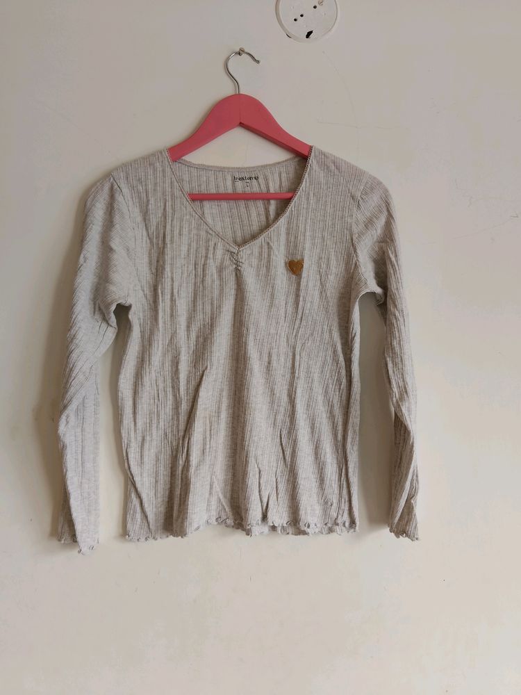 Casual Grey Full sleeved Top