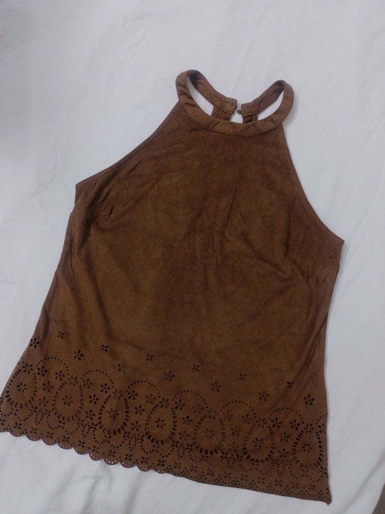 Brown Velvet Party Wear Top