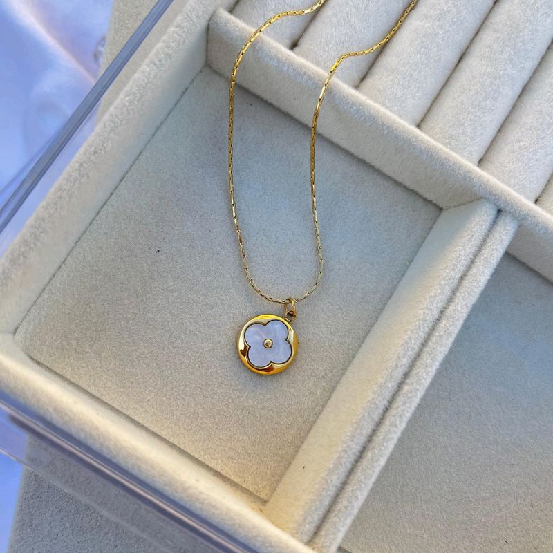 White Lv Pendant Necklace