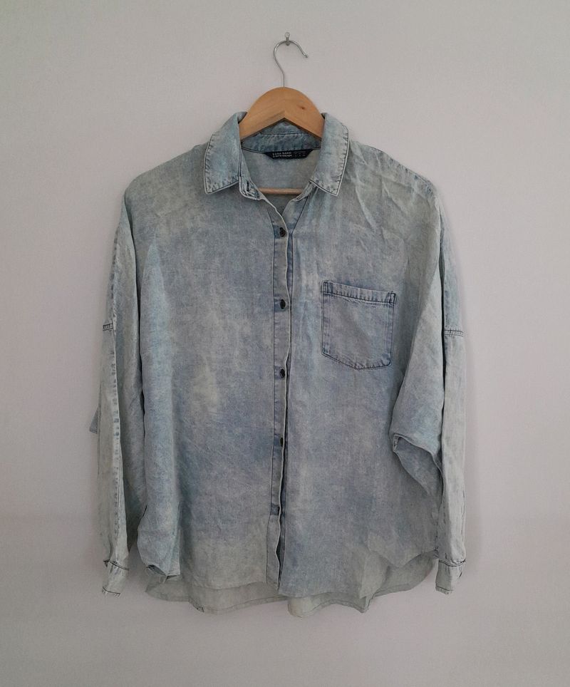 Light Blue Ti&Dye Oversized Shirt (Women's)