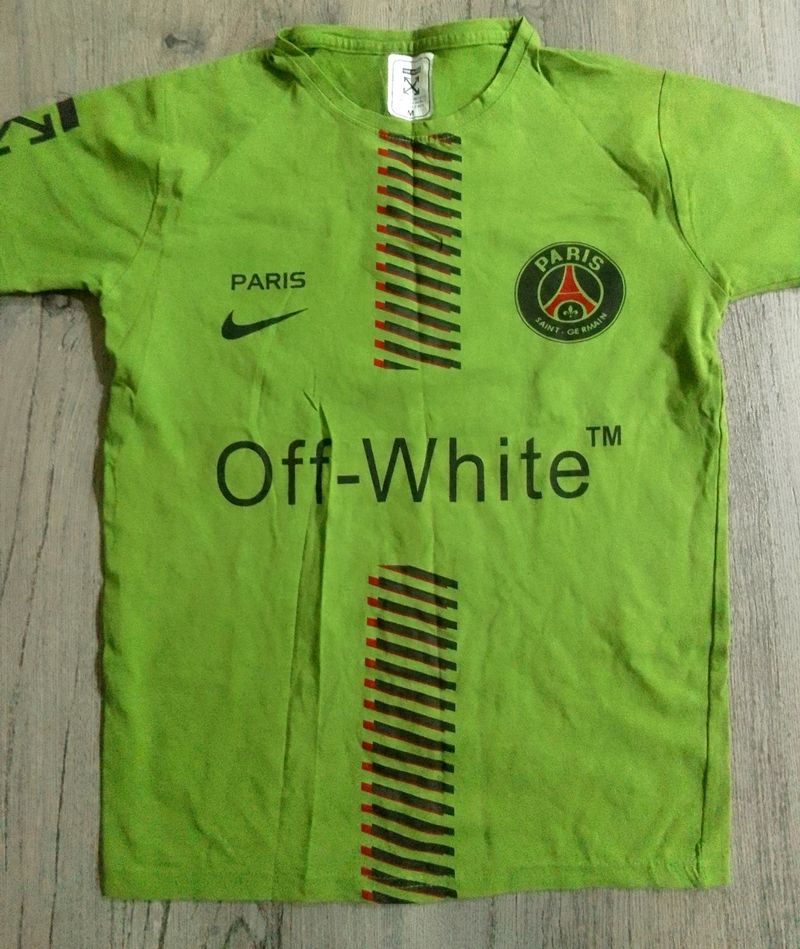 Off-White Green colour T-shirt Medium Size For Men