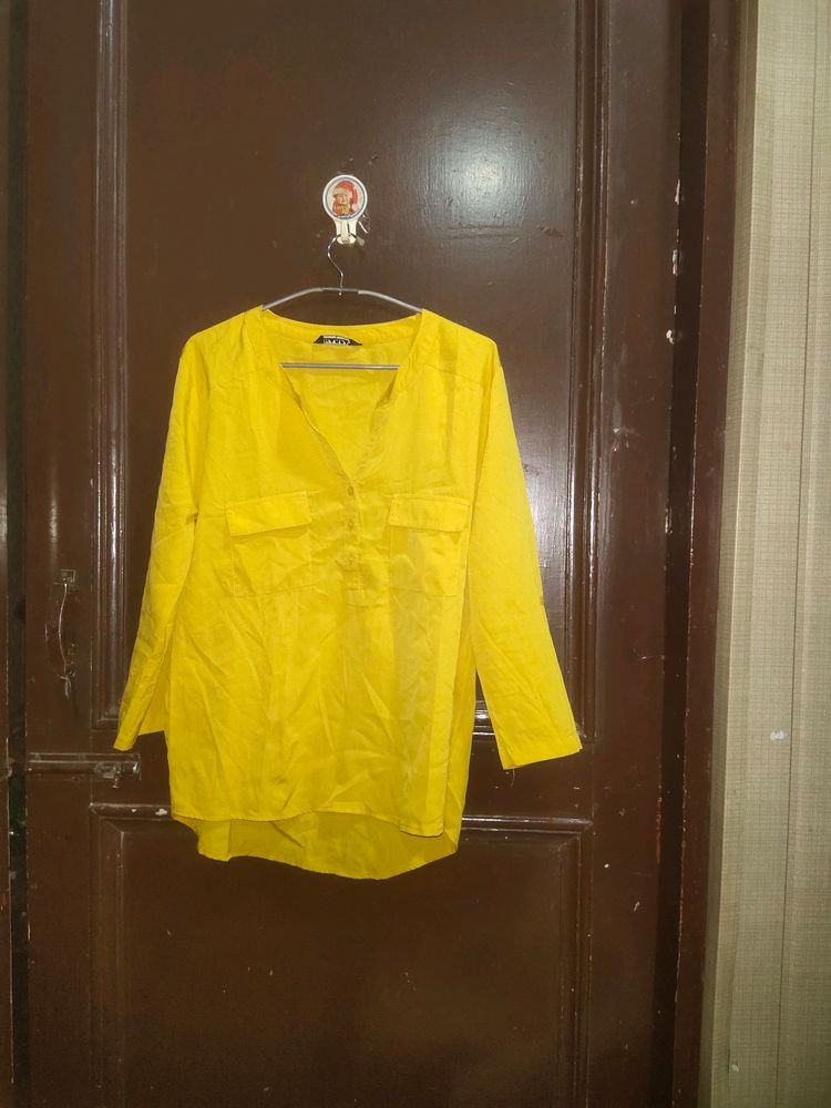 Women Mustard Kurta Style  Top Harpa Bra