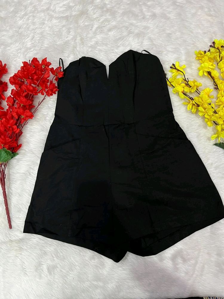 H&M Conscious Black Strapless Playsuit