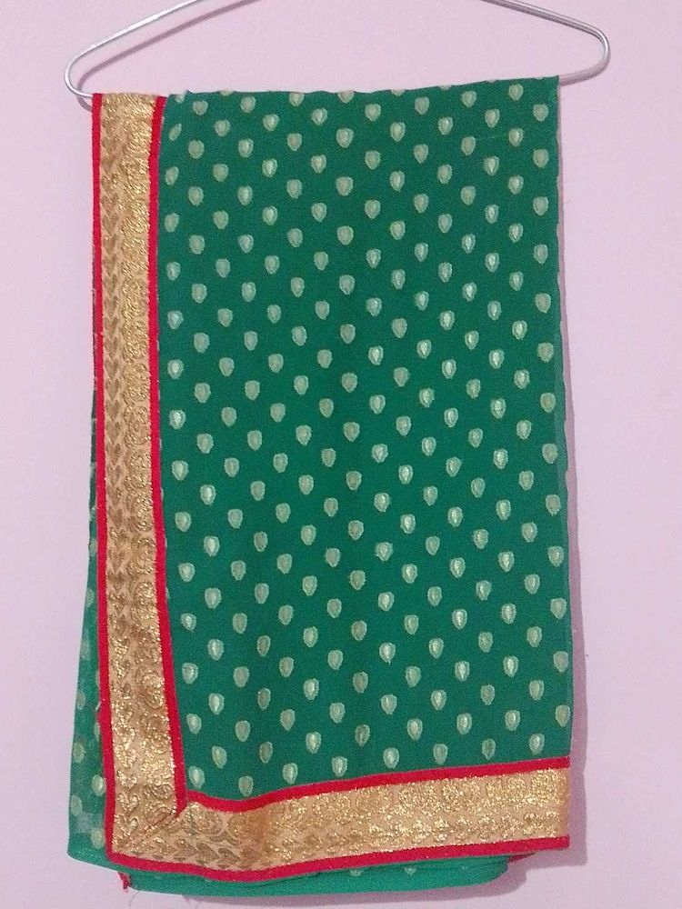 Polyester saree with stitched blouse