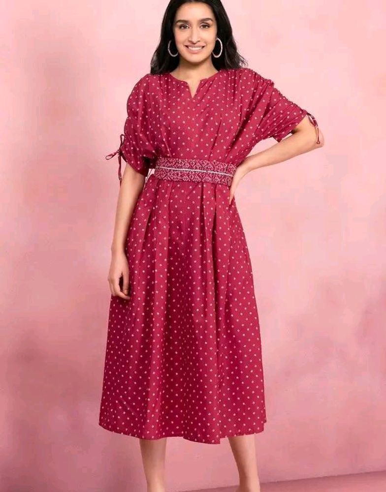 Indya Bandhni Printed A Line Kurta