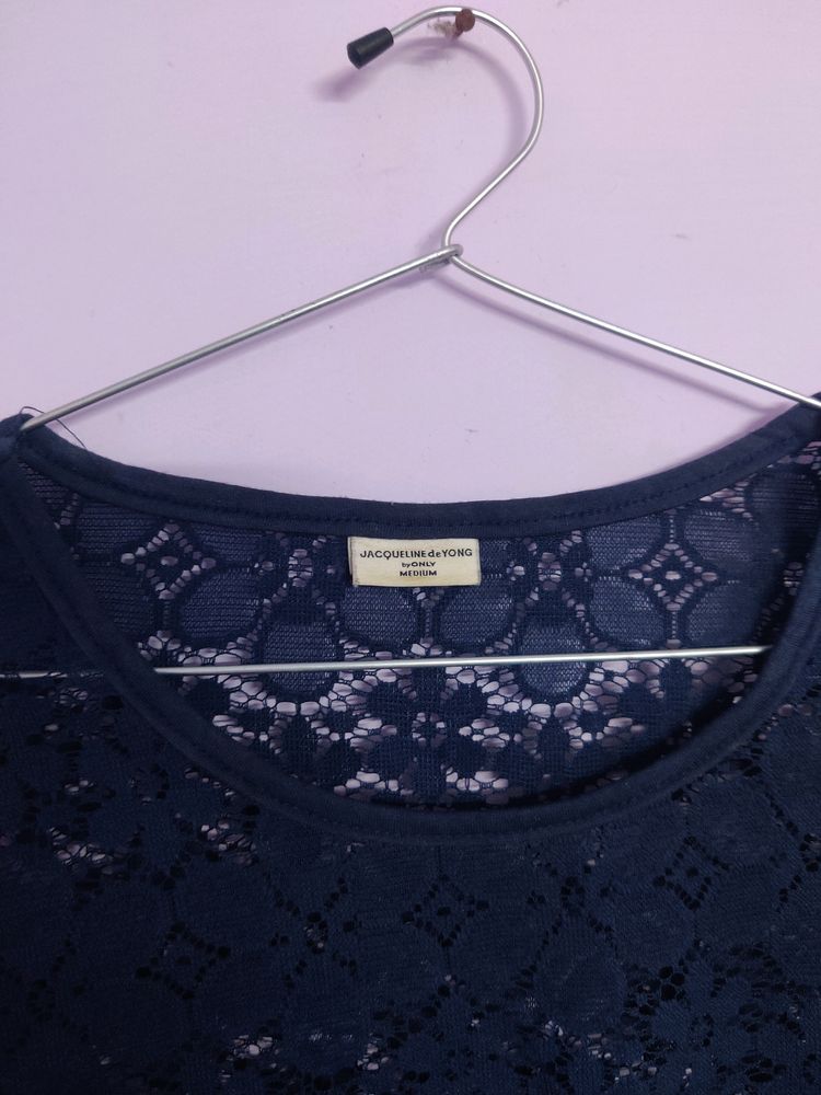 Navy Net Charm- Full Sleeve Top