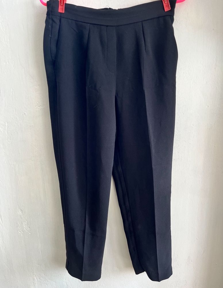 Mango Straight Fit Formal Cropped Trousers