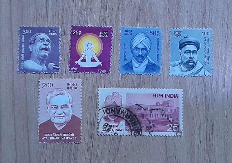 Set Of 6 Indian Stamps