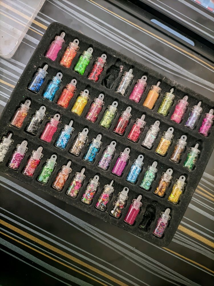 Mini Glitter And Charm Bottles For Nails Or Makeup