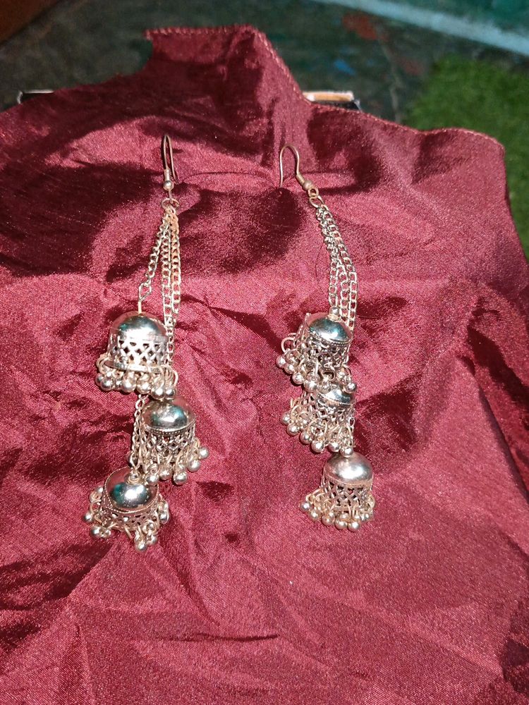 Long Oxidised Jhumka For Girls