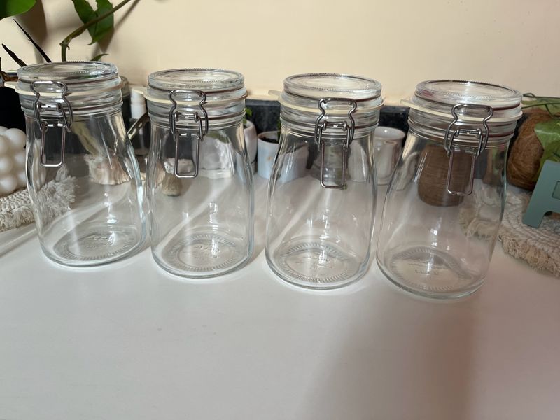 4 IKEA Glass Clip Jar