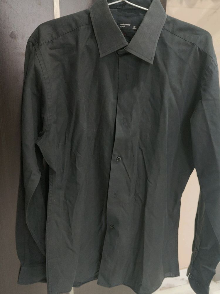 Slim Fit SizeS GREY Plain Shirt