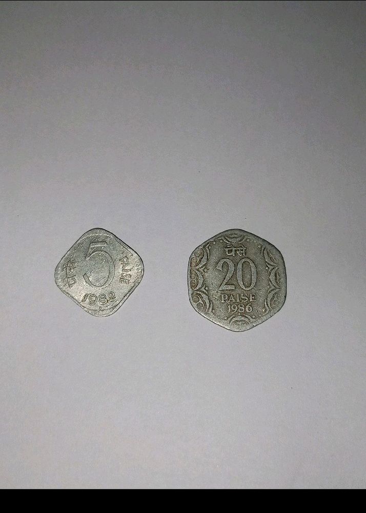 COMBO OF 20 AND 5 PAISE COINS 1986, 1982