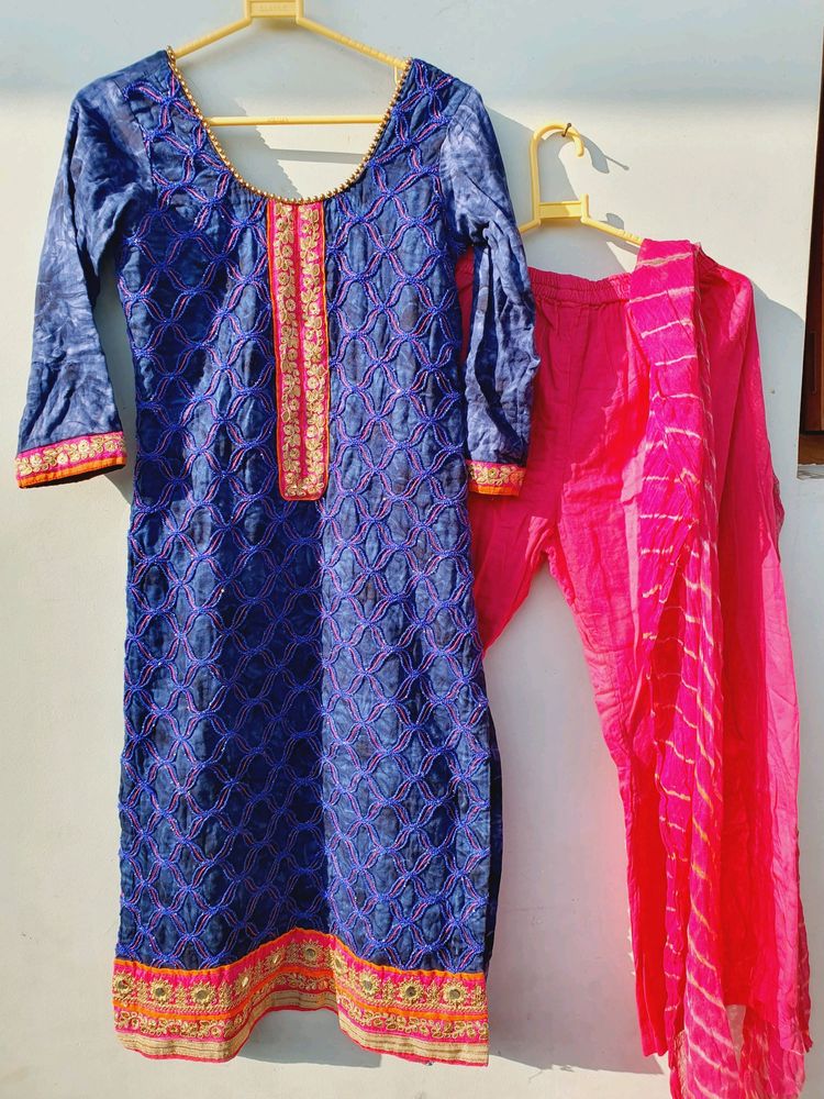 💙3 Piece Women Karvachauth Special Kurta Set💙