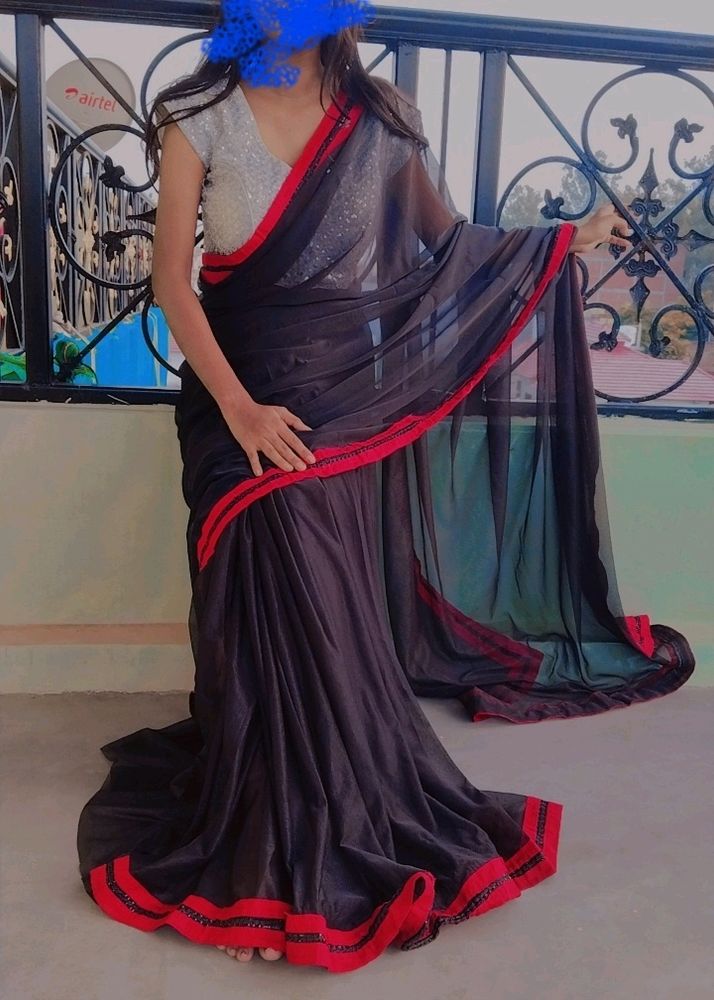 Pretty Lycra Black Saree🌸✨