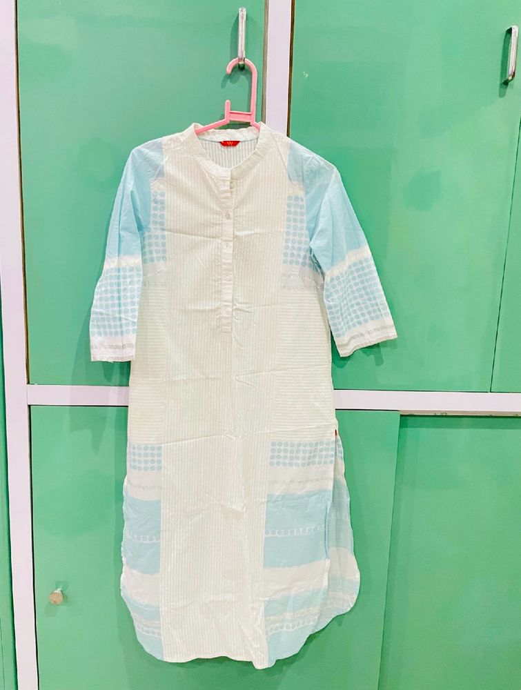 White and light blue Kurta