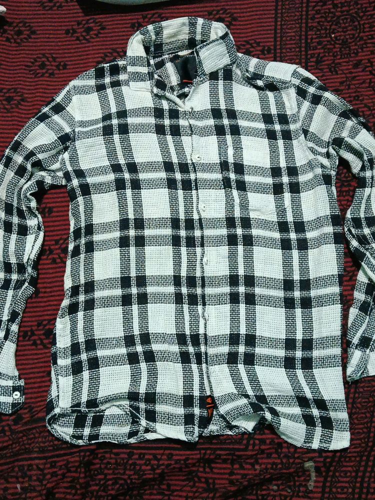 White & Black Checked Shirt