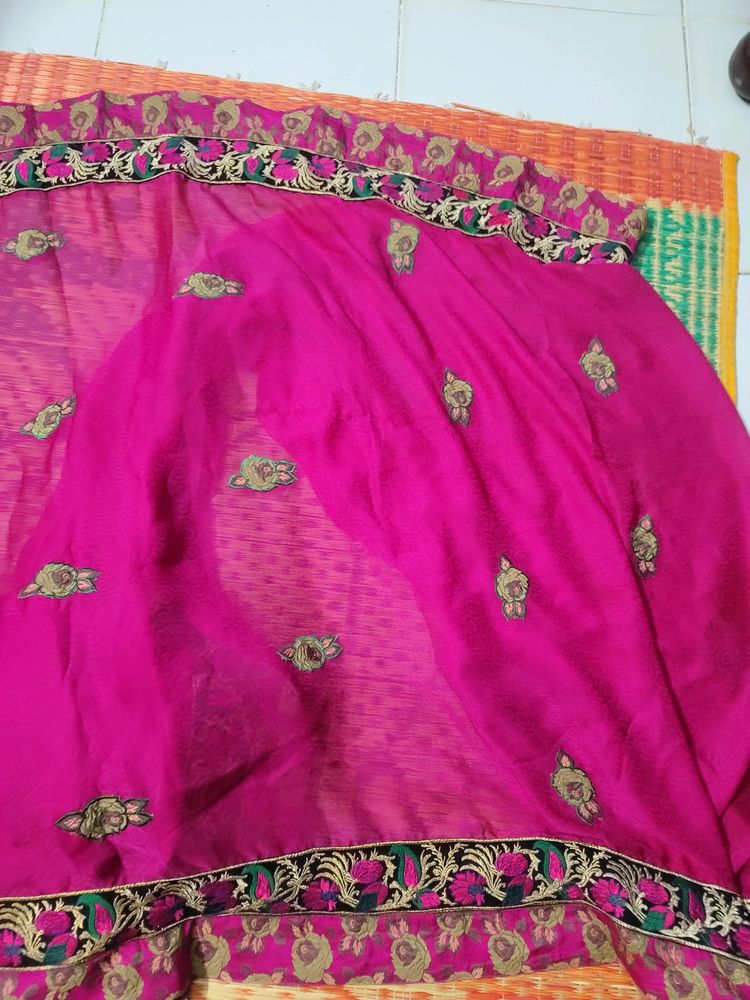 Pink Jeorjet Saree